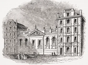 Antigua Escuela de San Pablo, Londres, antes del Gran Incendio, de 